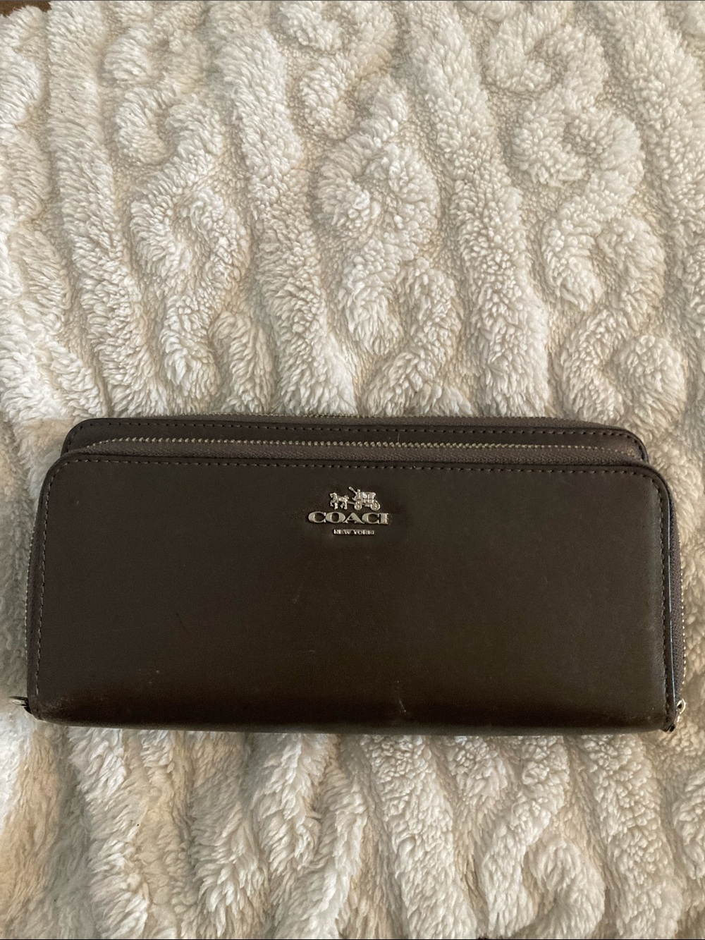 Coach  Zip-Around Leather Wallet in Dark Brown